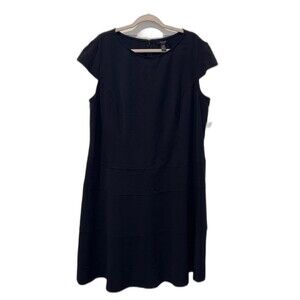 Chaps Women’s 20W Navy A-Line Dress Cap Sleeve Knee Length Plus Career Modest